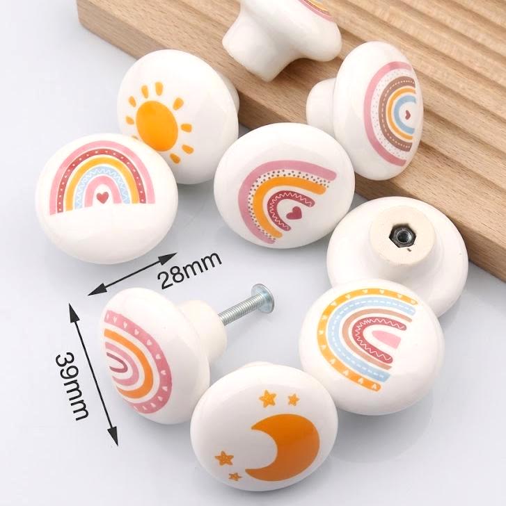 Ceramic Cabinet Knobs and Handles, Rainbow Dresser Knob, Cute Bedroom Knobs for Drawers, Cupboard Handle Pull, Home Decor