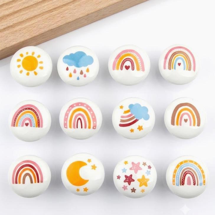 Ceramic Cabinet Knobs and Handles, Rainbow Dresser Knob, Cute Bedroom Knobs for Drawers, Cupboard Handle Pull, Home Decor