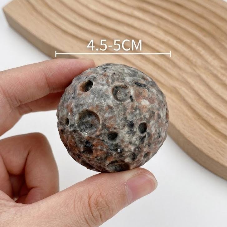 Natural Yooperlite Moon Sphere, UV Reactive Fluorescent Crystal Ball, Glowing Flaming Stone Carved Planet Sculpture, Geek Gift Desk Decor