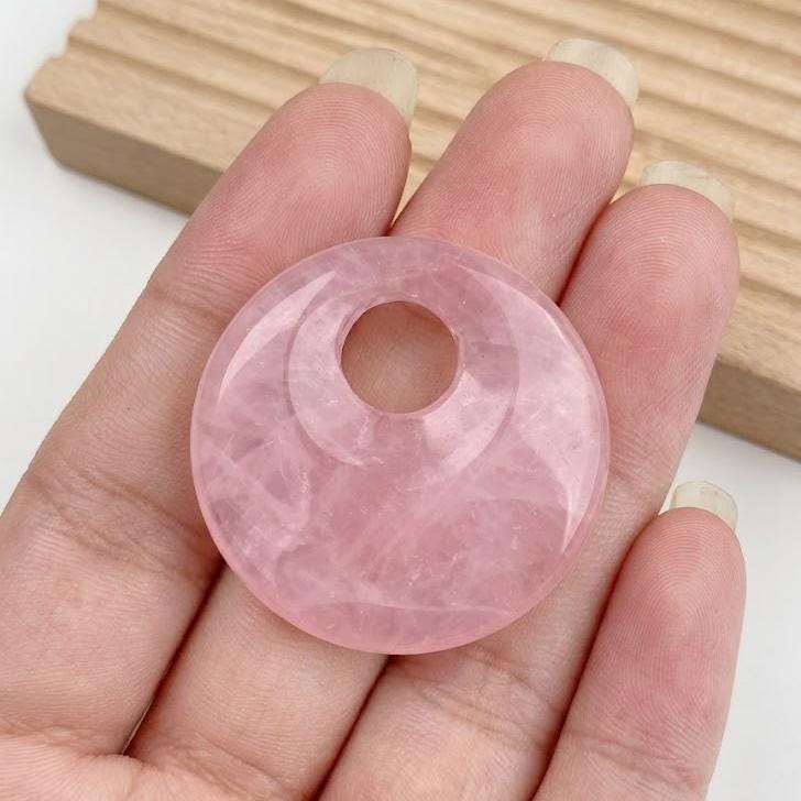 Natural Crystal Donut Pendant, Earrings, Mixed Gemstone Round Disc Token, DIY Jewelry Supply Gift