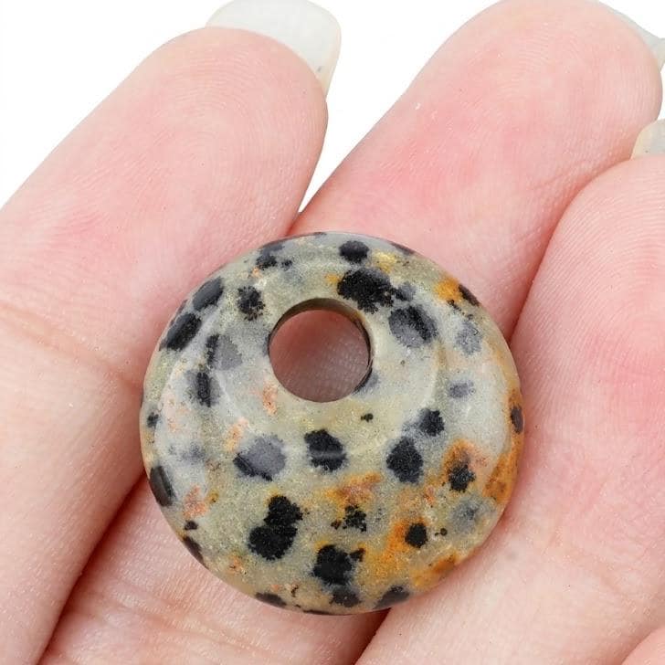 Natural Crystal Donut Pendant, Earrings, Mixed Gemstone Round Disc Token, DIY Jewelry Supply Gift