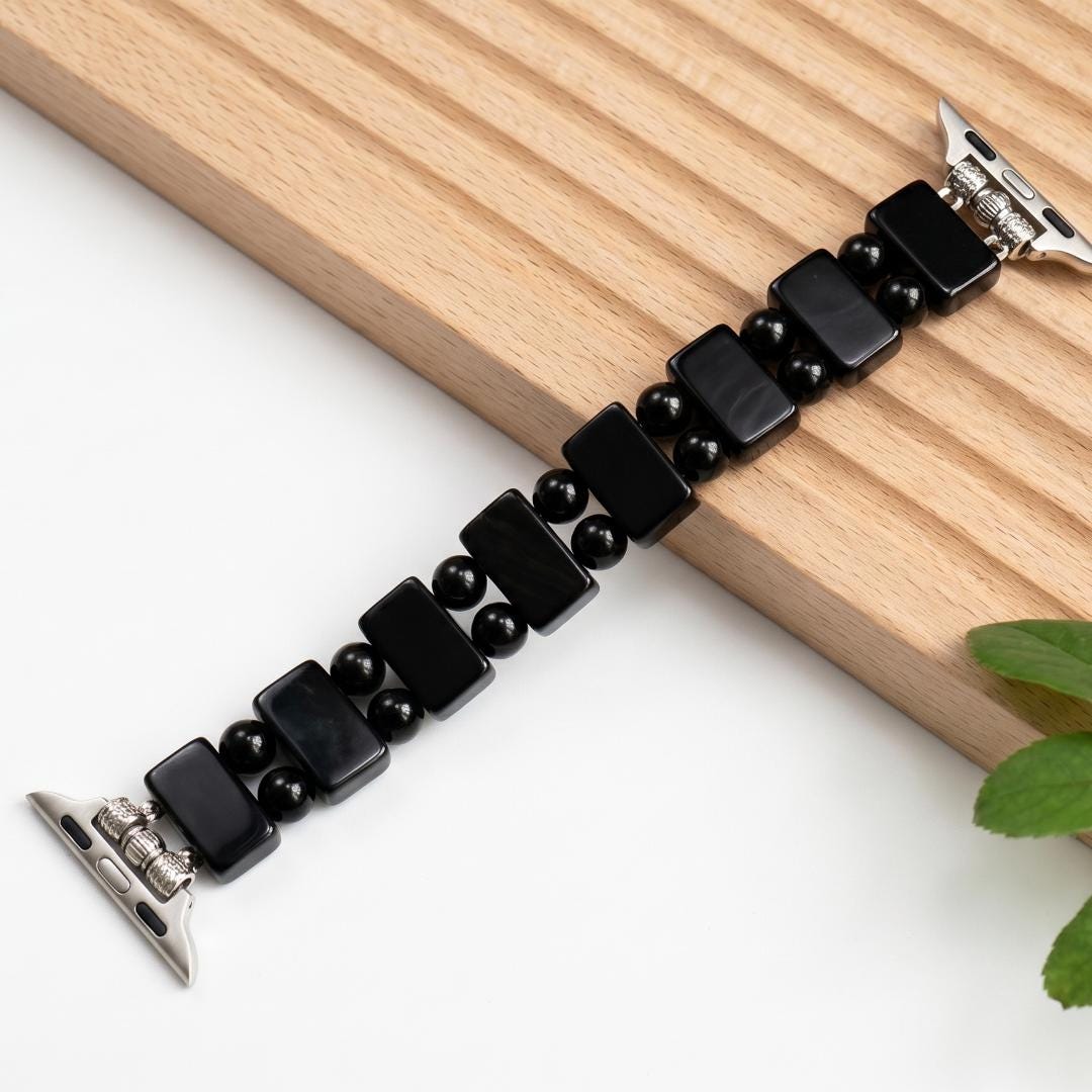 Natural Gemstone Watch Band for Apple Watch, Amethyst Aventurine Tiger Eye Beaded Strap, Crystal Jewelry Smartwatch Bracelet Gift for Her