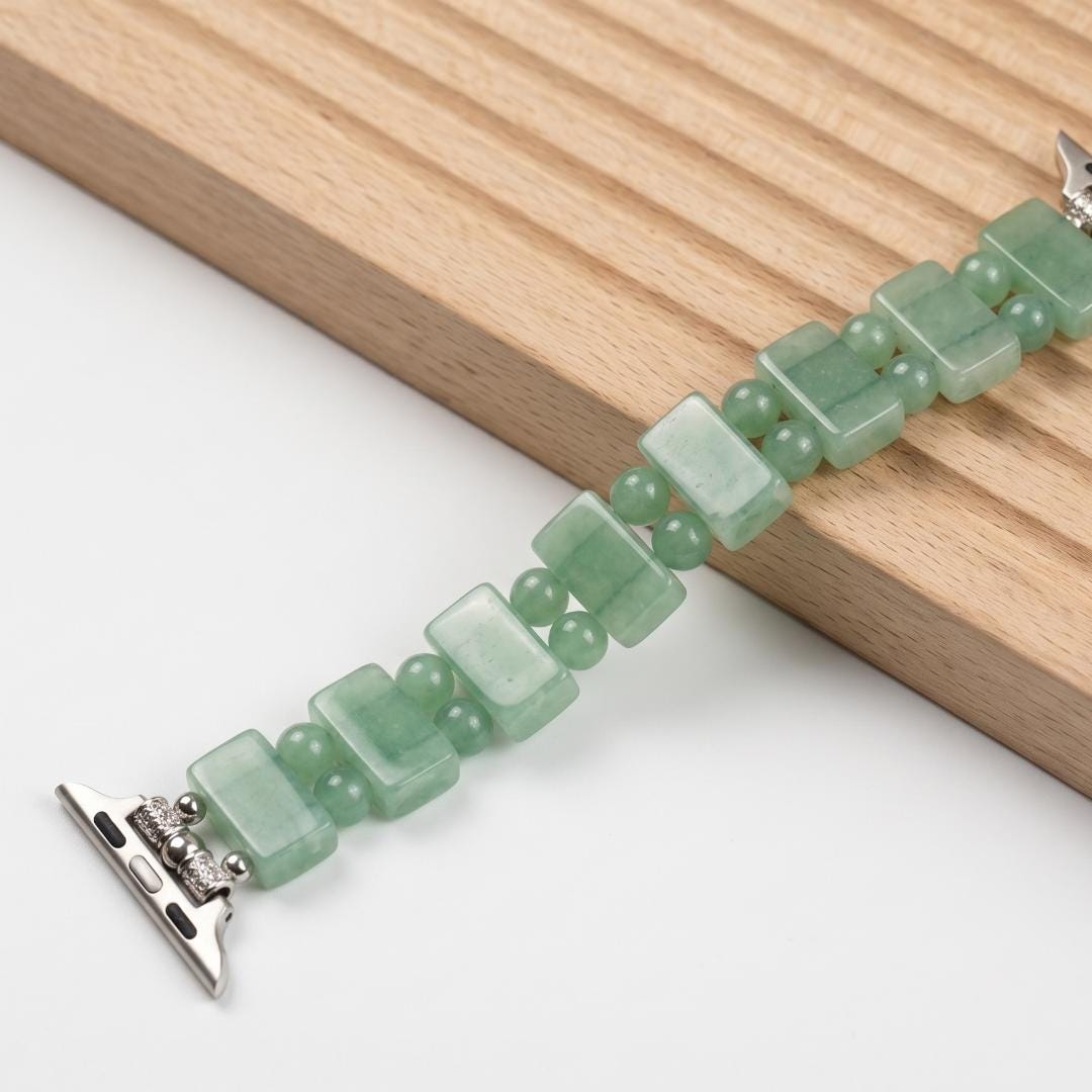 Natural Gemstone Watch Band for Apple Watch, Amethyst Aventurine Tiger Eye Beaded Strap, Crystal Jewelry Smartwatch Bracelet Gift for Her