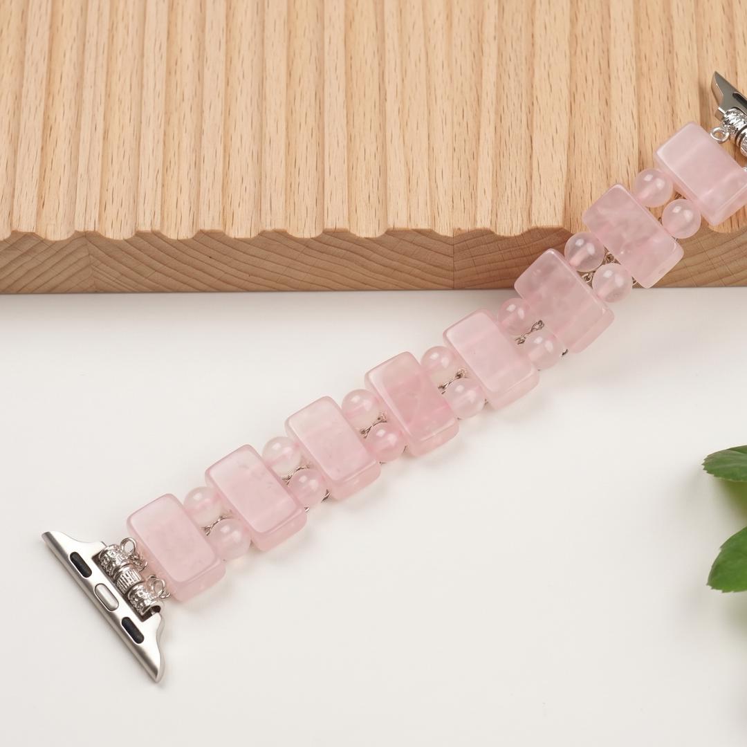 Natural Gemstone Watch Band for Apple Watch, Amethyst Aventurine Tiger Eye Beaded Strap, Crystal Jewelry Smartwatch Bracelet Gift for Her