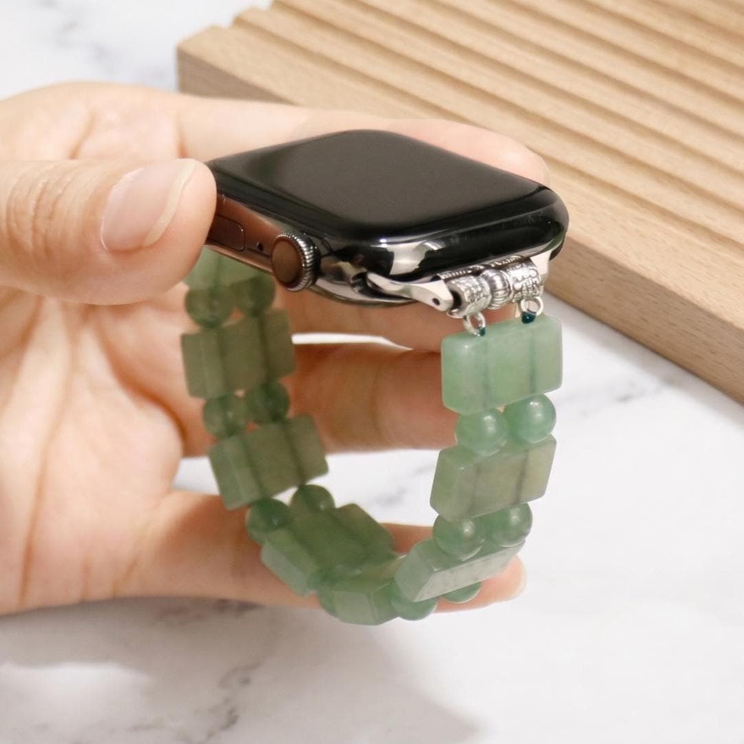 Natural Gemstone Watch Band for Apple Watch, Amethyst Aventurine Tiger Eye Beaded Strap, Crystal Jewelry Smartwatch Bracelet Gift for Her