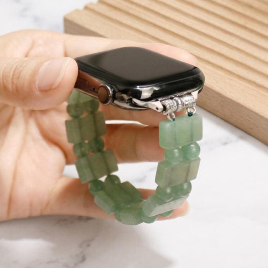 Natural Gemstone Watch Band for Apple Watch, Amethyst Aventurine Tiger Eye Beaded Strap, Crystal Jewelry Smartwatch Bracelet Gift for Her