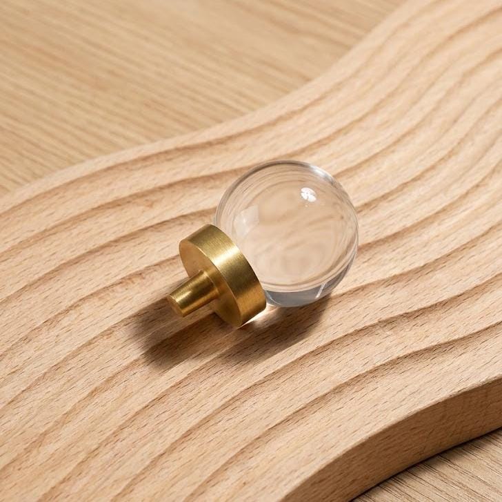 Crystal Cabinet Knobs, Natural Gemstone Dresser Knob, Rose Quartz Drawer Pull, Luxury Brass Hardware, Wardrobe Handle, Housewarming Gift