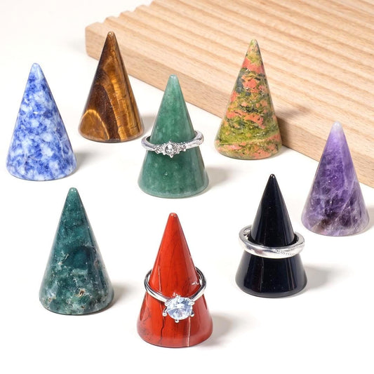 Crystal Ring Holder Cone, Gemstone Ring Stand for Jewelry Display, Natural Stone Ring Organizer, Minimalist Trinket Storage, Gift for Her