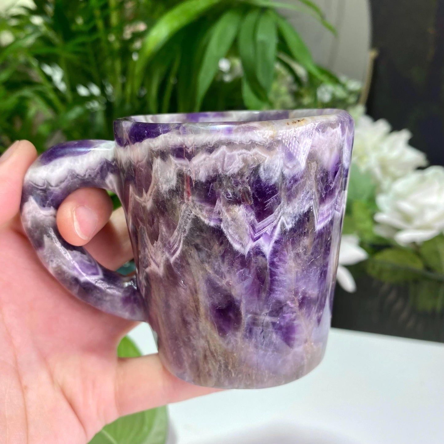 Hand-Carved Rose Quartz Heart Coffee Mug Set, Crystal Tea Cups, Romantic Boho Drinkware for Wedding Favors, Customizable Valentine’s Gift