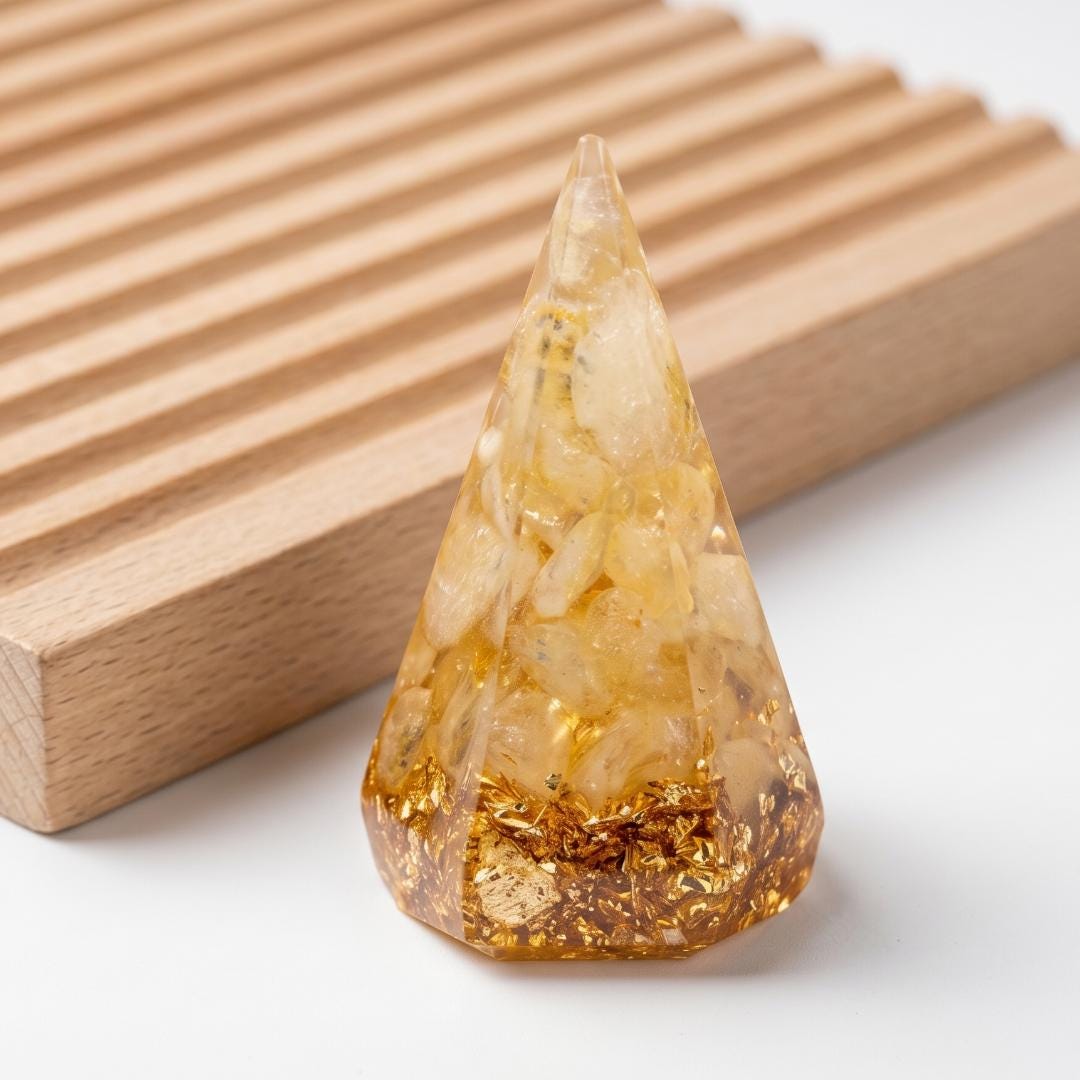 Crystal Ring Holder Cone, Orgonite Resin Jewelry Display Stand, Crystal Chips Stone Ring Organizer for Vanity, Wedding Ring Display Gift
