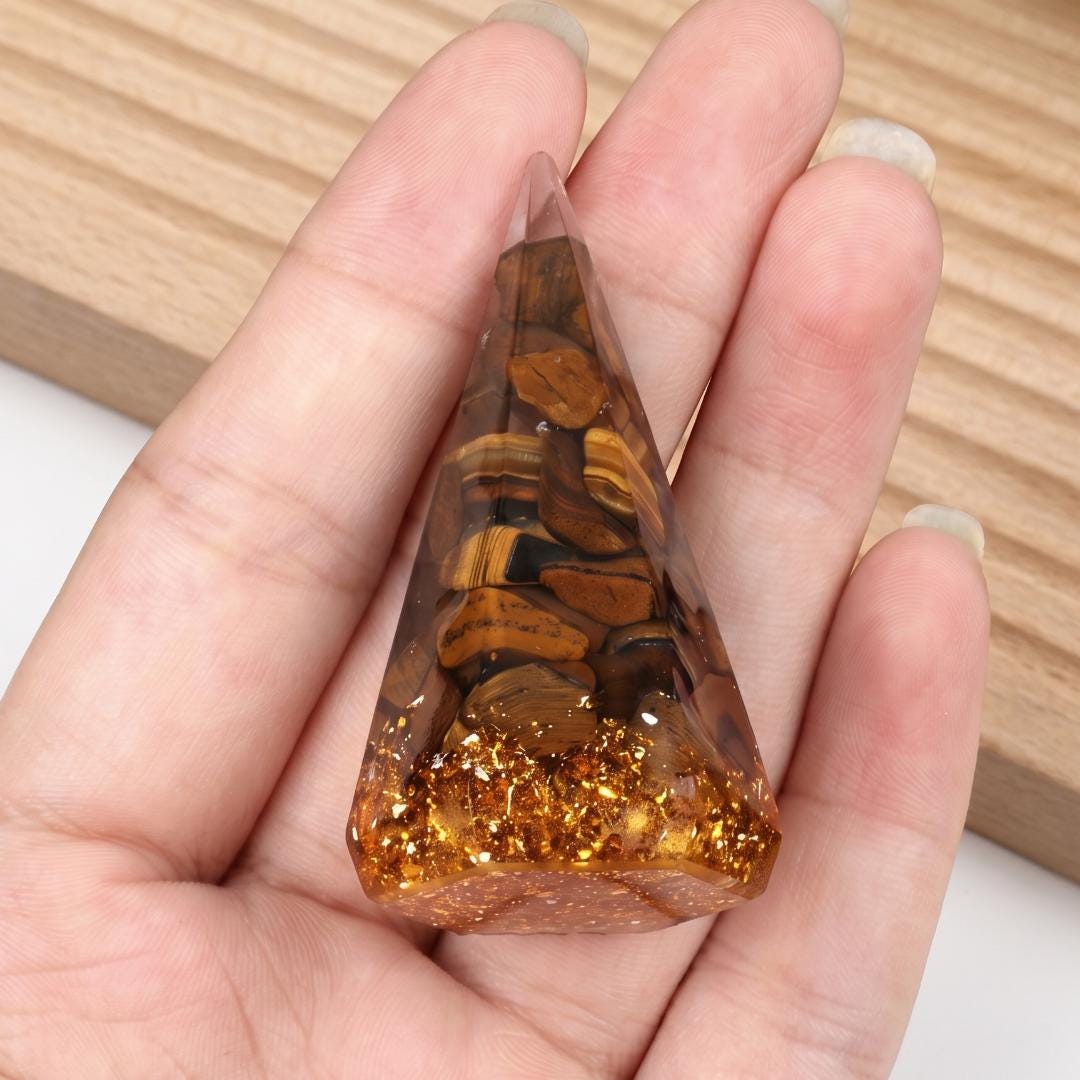 Crystal Ring Holder Cone, Orgonite Resin Jewelry Display Stand, Crystal Chips Stone Ring Organizer for Vanity, Wedding Ring Display Gift