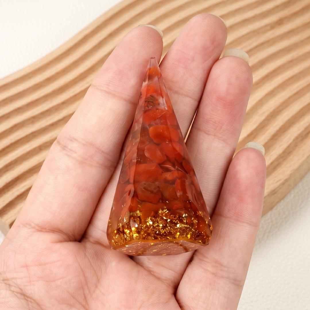 Crystal Ring Holder Cone, Orgonite Resin Jewelry Display Stand, Crystal Chips Stone Ring Organizer for Vanity, Wedding Ring Display Gift