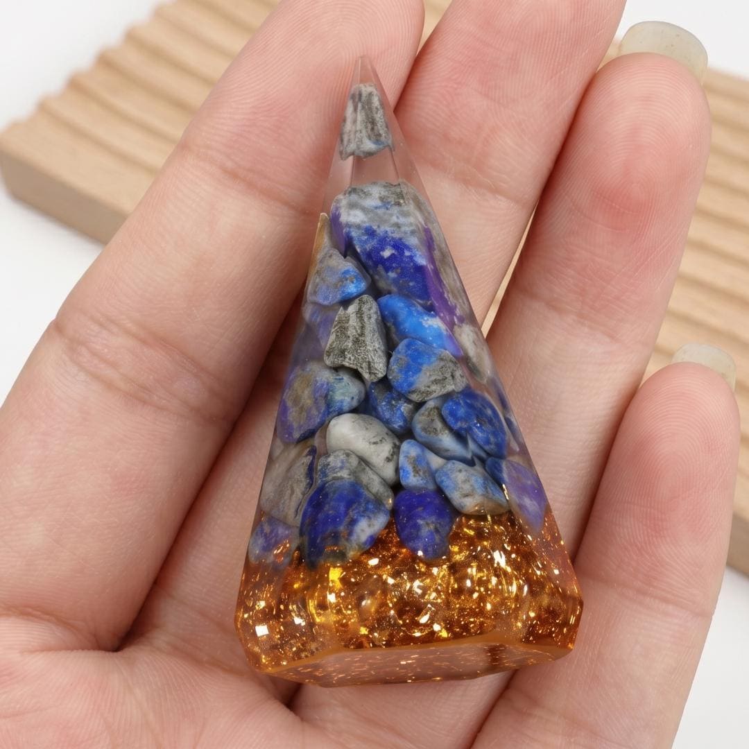 Crystal Ring Holder Cone, Orgonite Resin Jewelry Display Stand, Crystal Chips Stone Ring Organizer for Vanity, Wedding Ring Display Gift