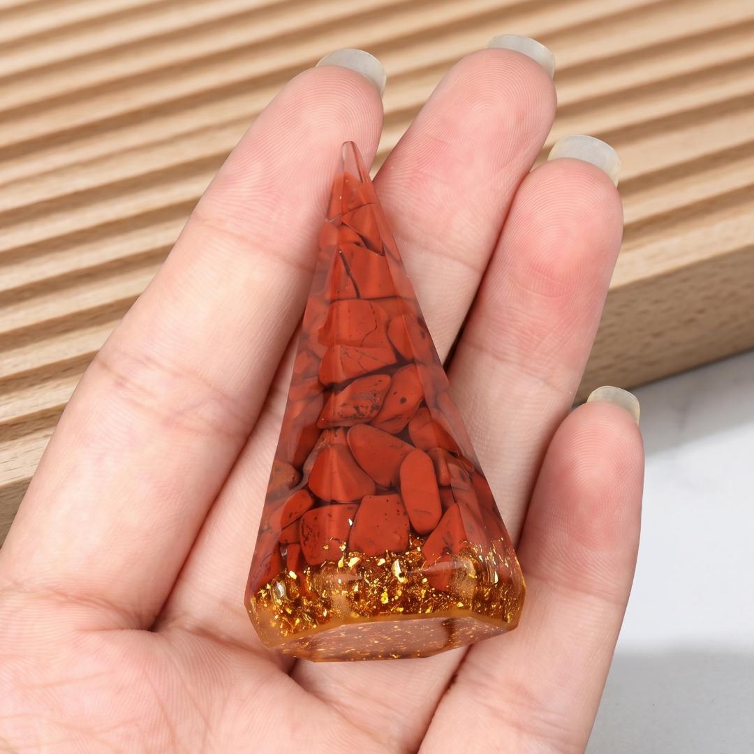 Crystal Ring Holder Cone, Orgonite Resin Jewelry Display Stand, Crystal Chips Stone Ring Organizer for Vanity, Wedding Ring Display Gift