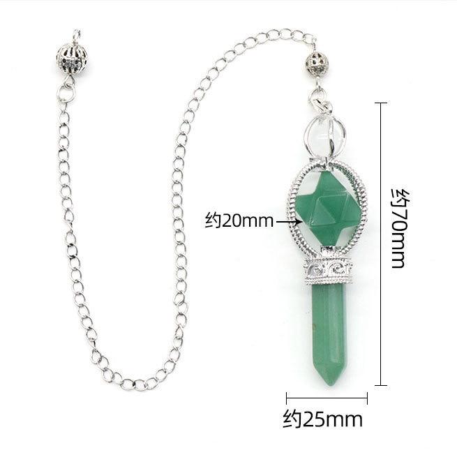 Crystal Pendulum Pendant, Gemstone Merkaba Star Hexagonal Point, Dowsing Token Charm Necklace Gift for Her