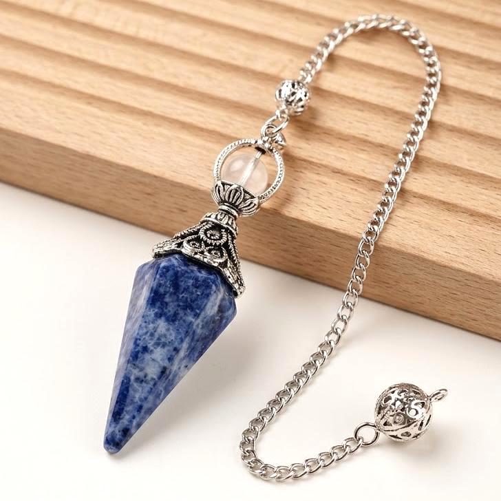 Crystal Pendulum Set, Natural Stone Cone Pendant, Dowsing Point Chain Necklace , Whimsical Witchy Boho Gift for Her