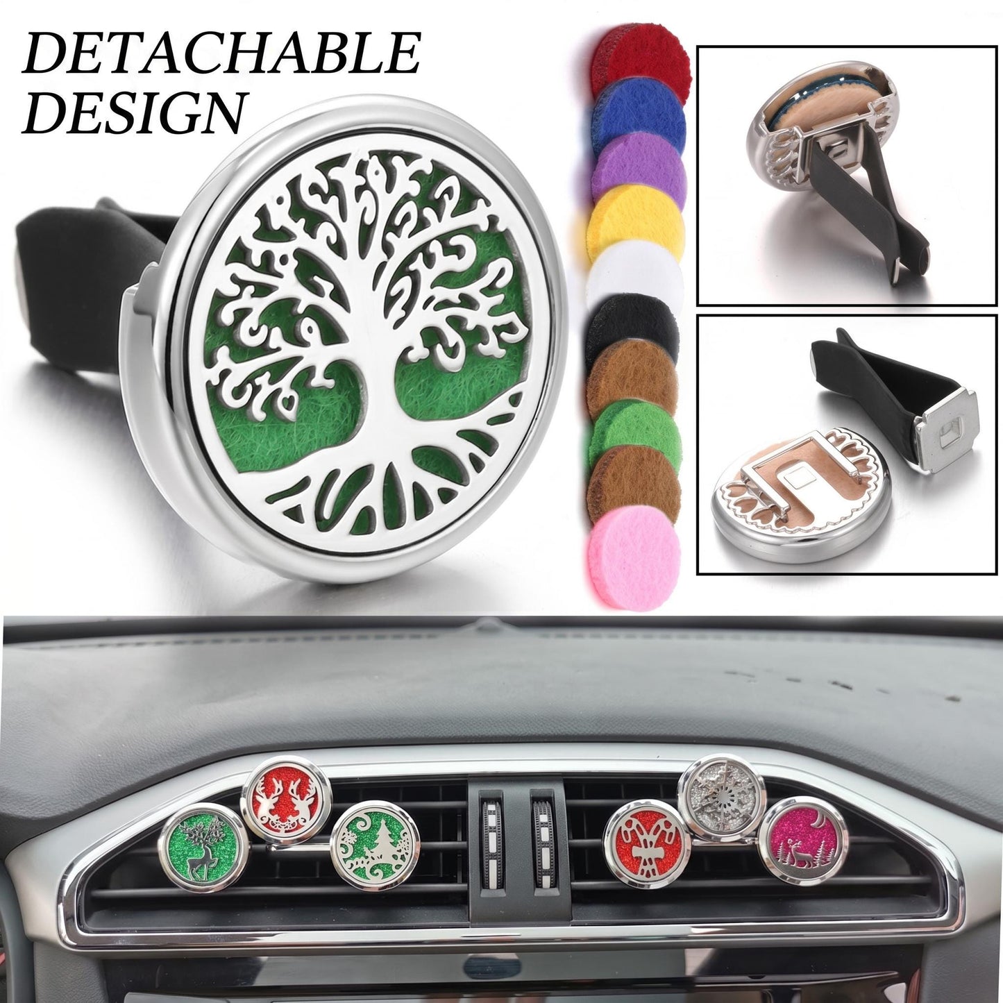 Stainless Steel Car Vent Essential Oil Diffuser Clip, Aromatherapy Air Freshener, Mini Car Air Vent Perfume, Unique Car Decor Gift