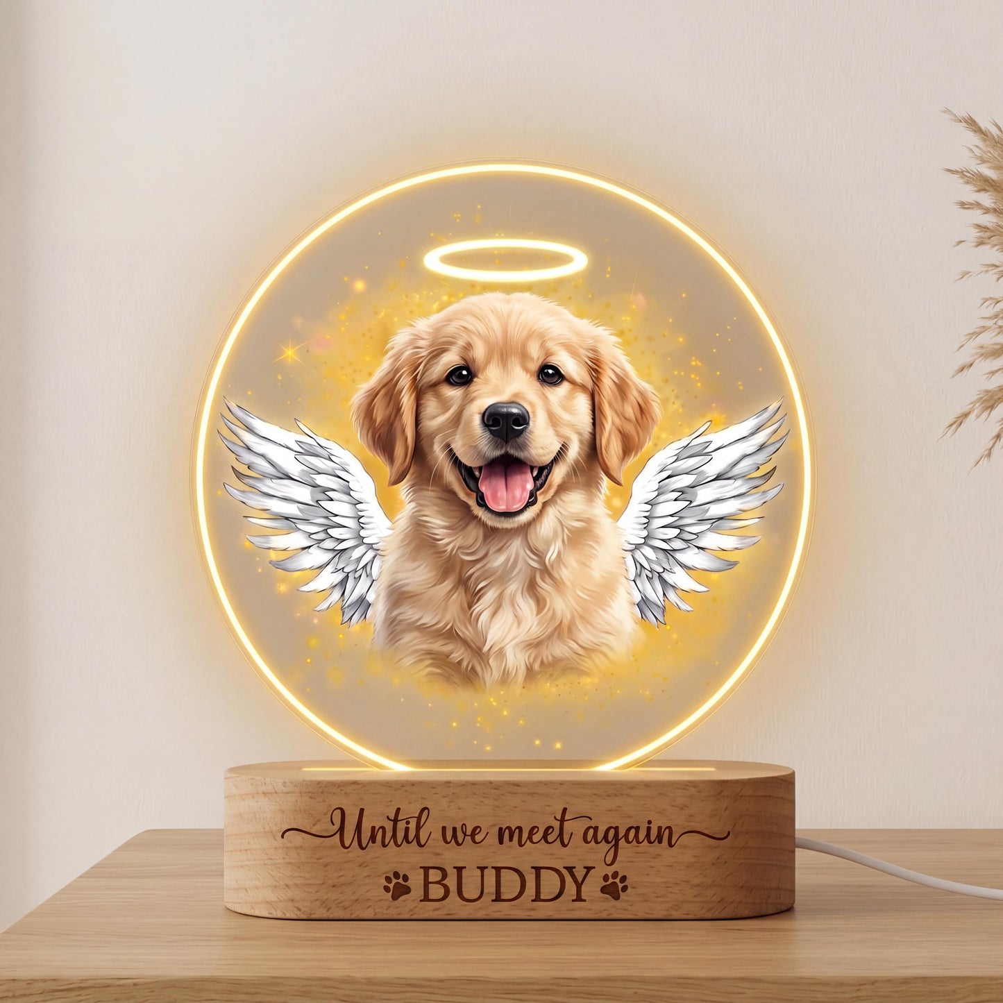 Custom Dog Photo Night Light, Pet Memorial Gift, Personalized Paw Print Lamp, 5 Photo Light Up Plaque, Loss of Dog Cat Sympathy Gift