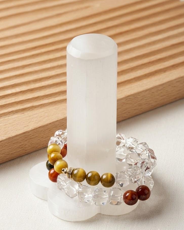 Selenite Crystal Bracelet Holder Ring Cone, Jewelry Organizer Display Stand, Cleansing Charging Station, Spiritual Gift for Her Home Decor
