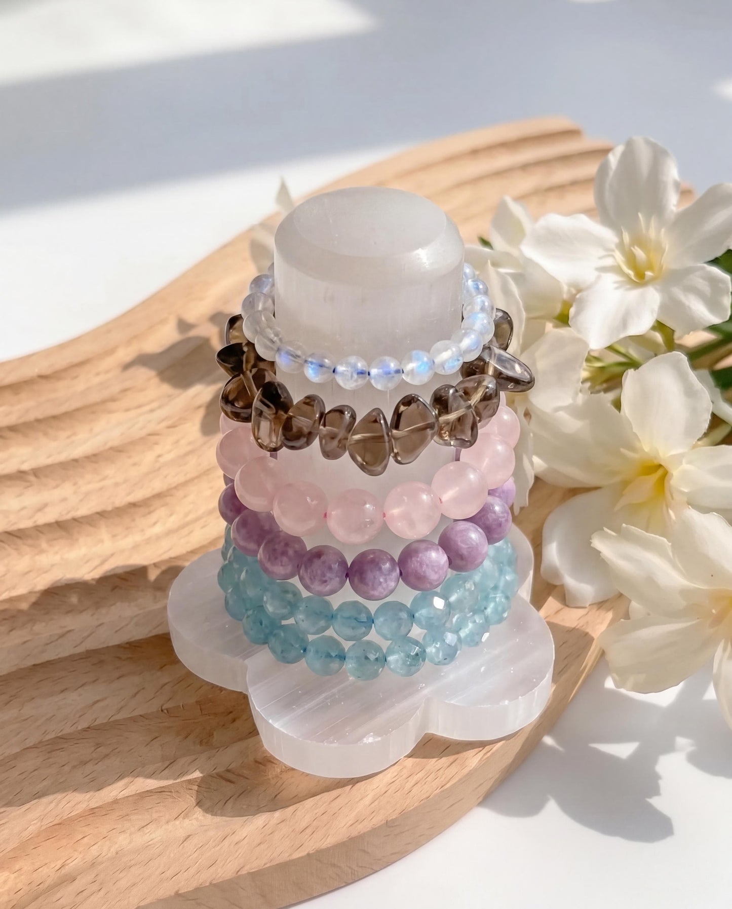 Selenite Crystal Bracelet Holder Ring Cone, Jewelry Organizer Display Stand, Cleansing Charging Station, Spiritual Gift for Her Home Decor