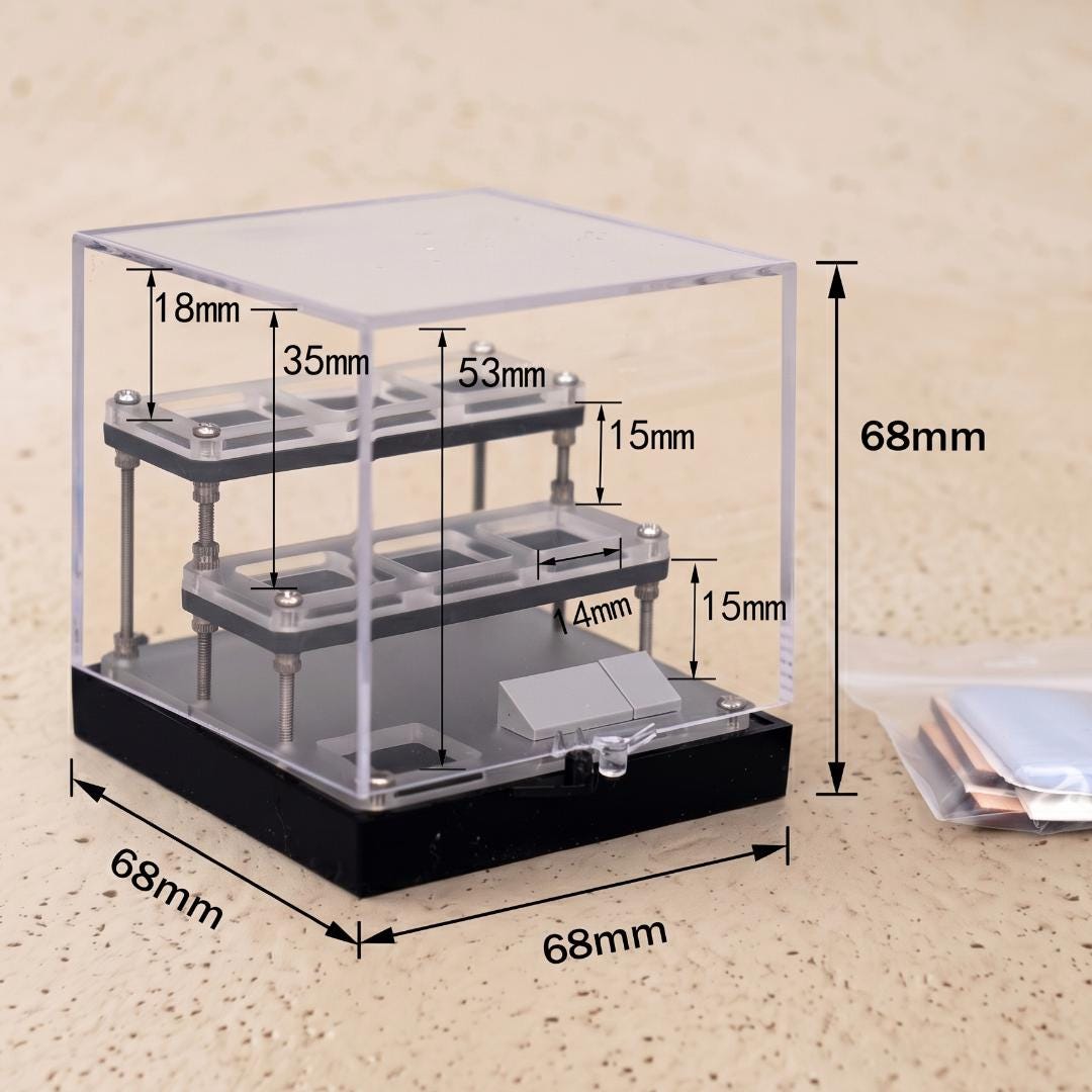 Mineral Storage Box with Three Tier Steps，Clear Perky Box for Miniature Specimen，Acrylic Crystal Display Case Tray