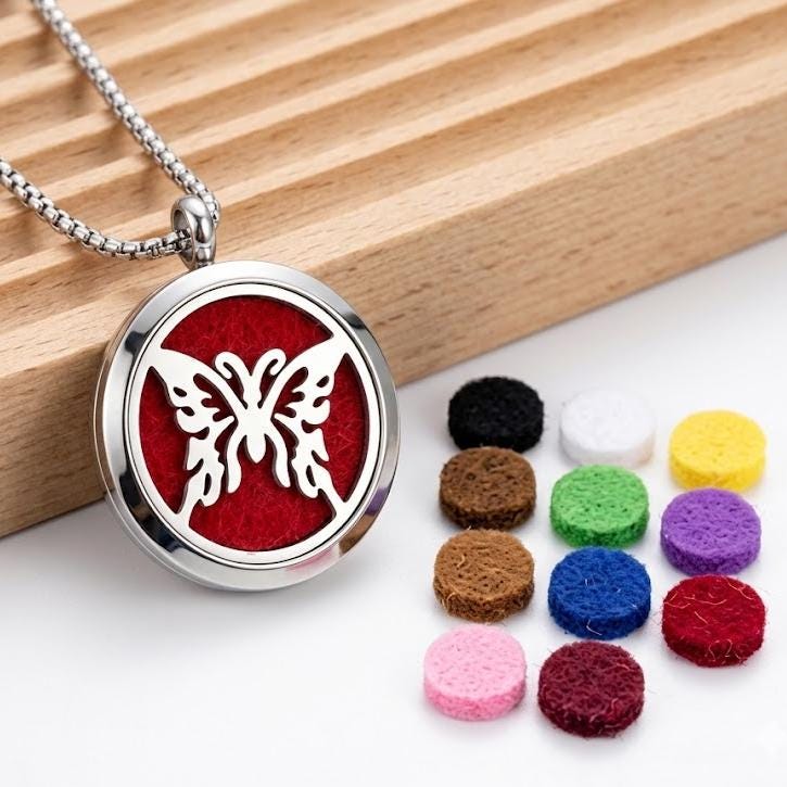 Stainless Steel Aromatherapy Locket Necklace, Magnetic Essential Oil Diffuser Pendant, Tree of Life Perfume Jewelry Gift