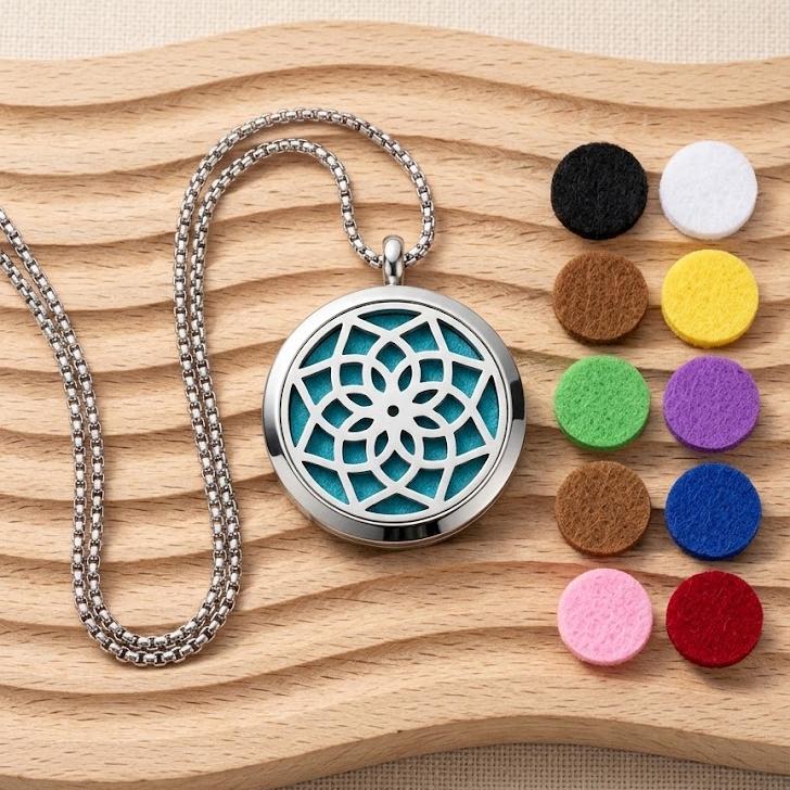 Stainless Steel Aromatherapy Locket Necklace, Magnetic Essential Oil Diffuser Pendant, Tree of Life Perfume Jewelry Gift