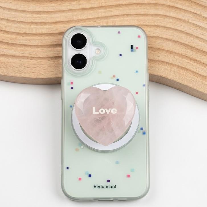 Custom Natural Gemstone Phone Grip, Star Heart Oval Crystal Phone Stand, Cute Kindle Grip Gift for Her