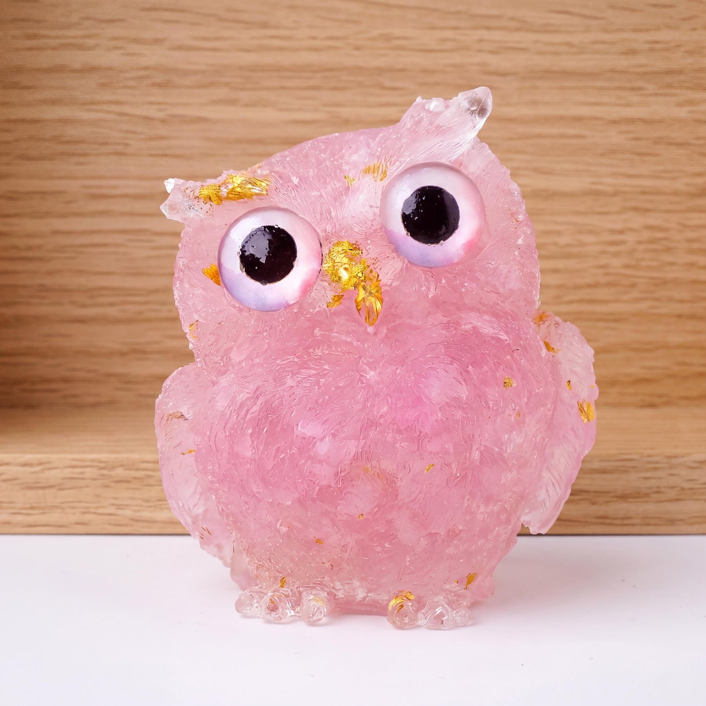 Natural Crystal Owl Figurine, Cute Gemstone Owl Statue, Tiny Quartz Animal Carving, Resin Owl Decor, Whimsical Room Decor, Housewarming Gift