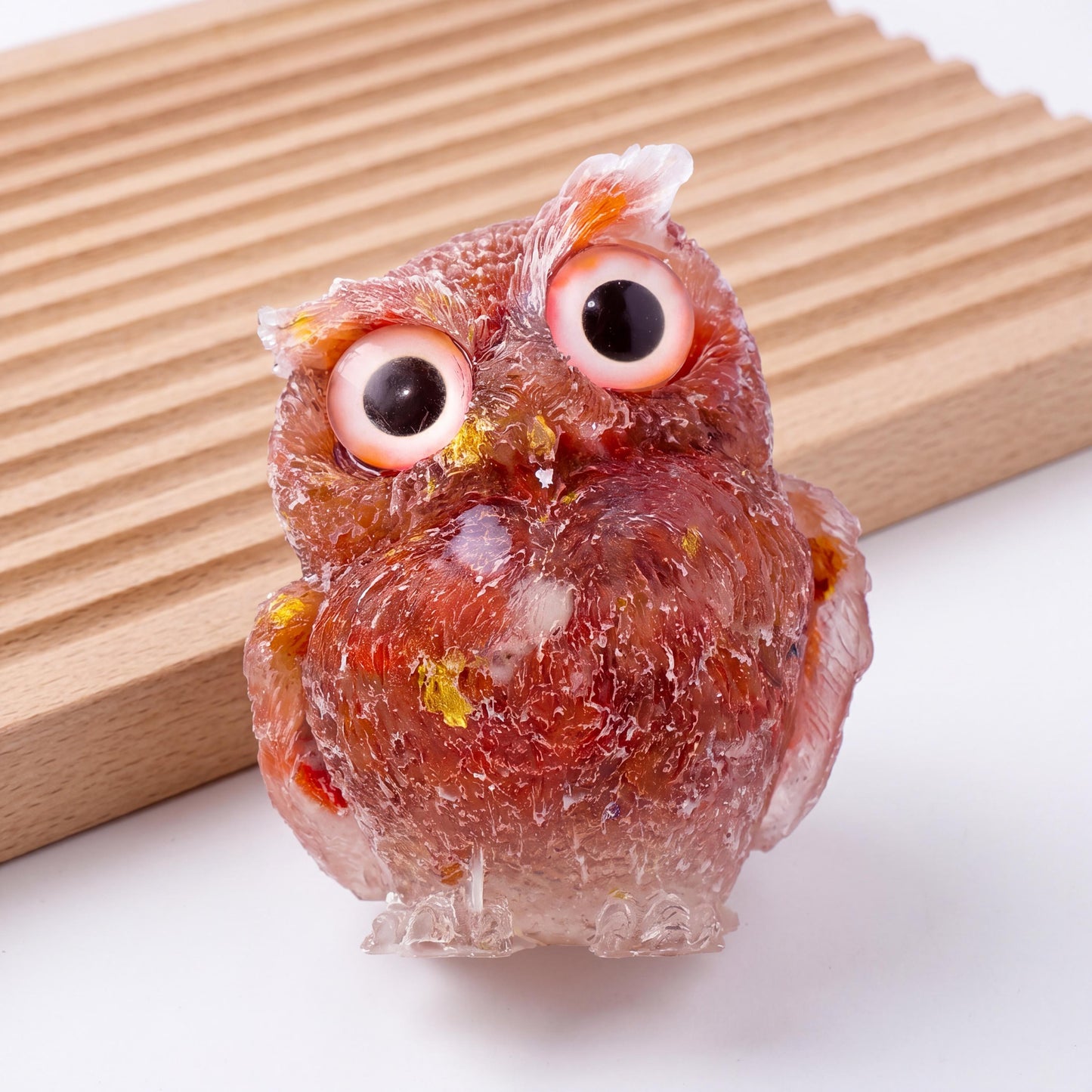 Natural Crystal Owl Figurine, Cute Gemstone Owl Statue, Tiny Quartz Animal Carving, Resin Owl Decor, Whimsical Room Decor, Housewarming Gift