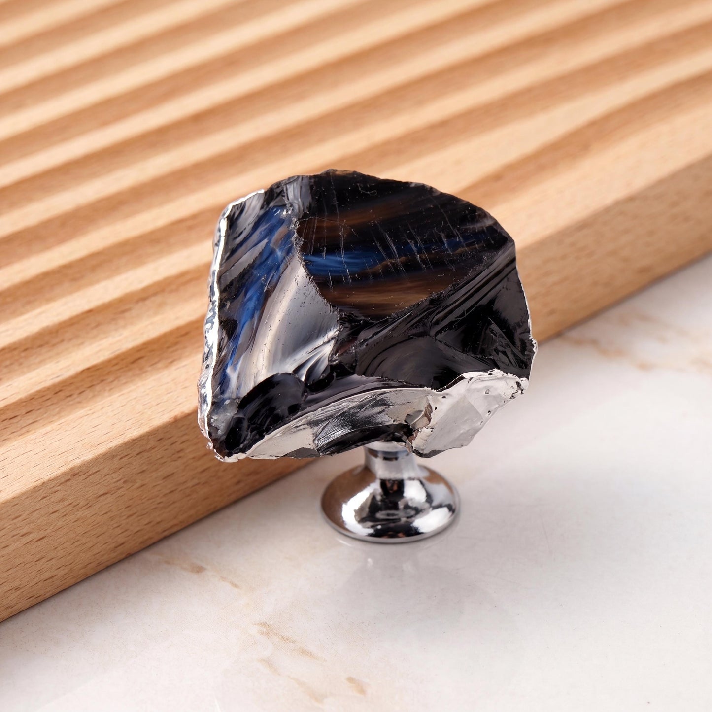 Natural Crystal Cabinet Knob with Gold Edge, Raw Amethyst Rose Quartz Drawer Pull, Single Hole Wardrobe Handle, Luxury Home Decor Hardware