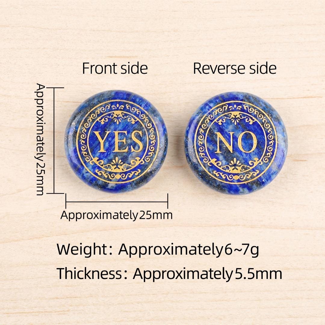Natural Crystal YES NO Decision Coin, Engraved Gemstone Pocket Token, Tabletop RPG Board Game Gift Couples Flip Coin