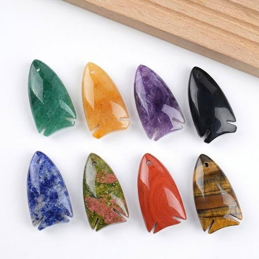 Gemstone Fish Pendant for Necklace Making, Hand Carved Natural Stone Animal Charm DIY, Ocean Inspired Unique Gift for Her
