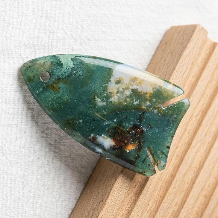 Gemstone Fish Pendant for Necklace Making, Hand Carved Natural Stone Animal Charm DIY, Ocean Inspired Unique Gift for Her