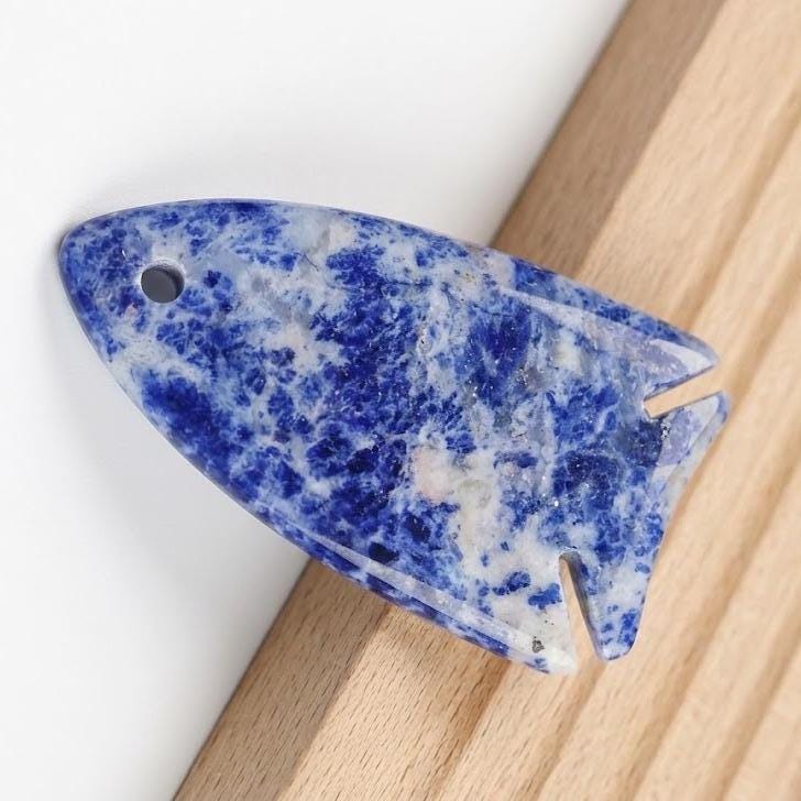 Gemstone Fish Pendant for Necklace Making, Hand Carved Natural Stone Animal Charm DIY, Ocean Inspired Unique Gift for Her