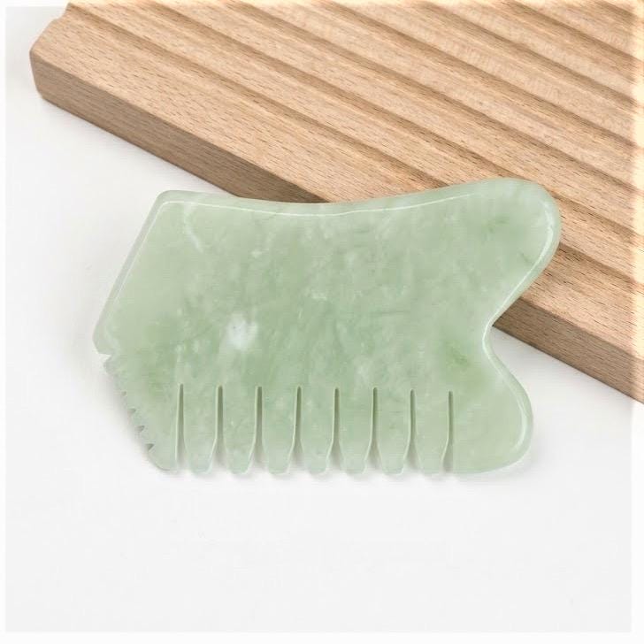 Custom Engraved Jade Gua Sha Comb Box, Personalized Scalp Massage Tool, Facial Lifting Guasha Stone, Spa Self Care Gift for Her