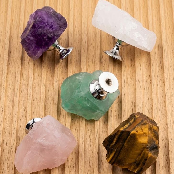Natural Raw Crystal Cabinet Knobs with Screws, Amethyst Quartz Drawer Pulls, Unique Stone Wardrobe Handles, Funky Decorative Dresser Knobs