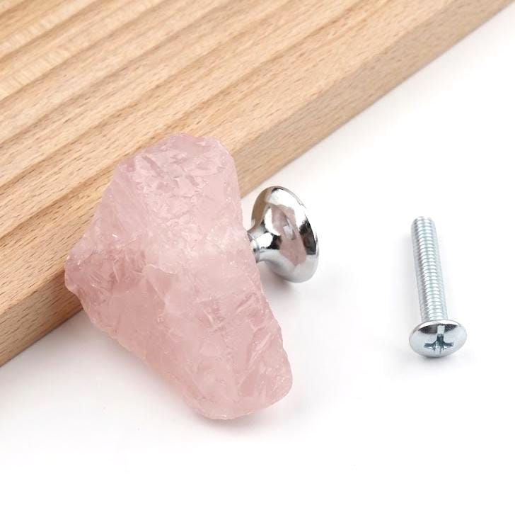 Natural Raw Crystal Cabinet Knobs with Screws, Amethyst Quartz Drawer Pulls, Unique Stone Wardrobe Handles, Funky Decorative Dresser Knobs