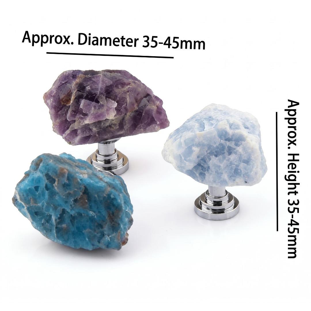 Raw Amethyst Quartz Cabinet Knobs, Natural Crystal Drawer Pulls with Screws, Unique Stone Wardrobe Handles, Ikea Hemnes Dresser Knobs Hack