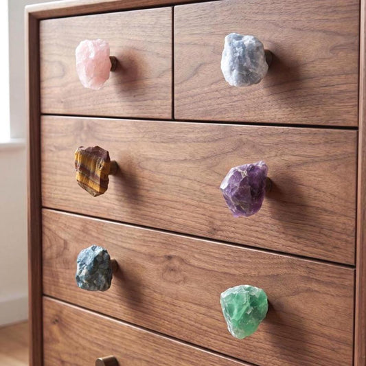 Raw Amethyst Quartz Cabinet Knobs, Natural Crystal Drawer Pulls with Screws, Unique Stone Wardrobe Handles, Ikea Hemnes Dresser Knobs Hack