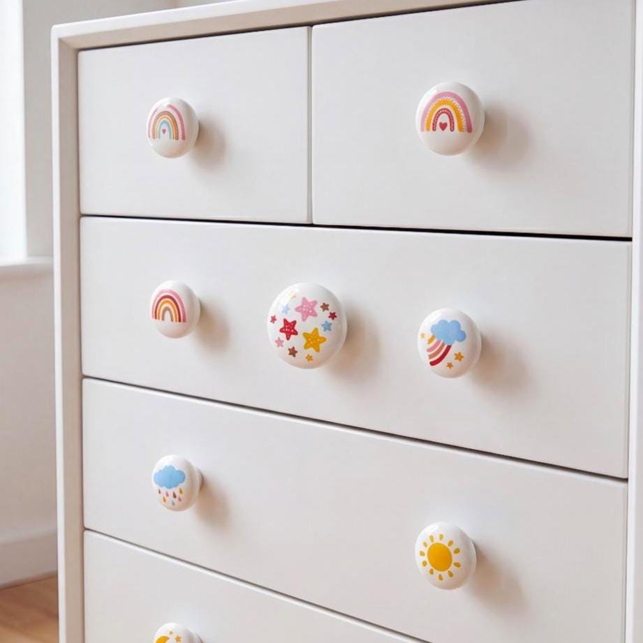 Ceramic Cabinet Knobs and Handles, Rainbow Dresser Knob, Cute Bedroom Knobs for Drawers, Cupboard Handle Pull, Home Decor