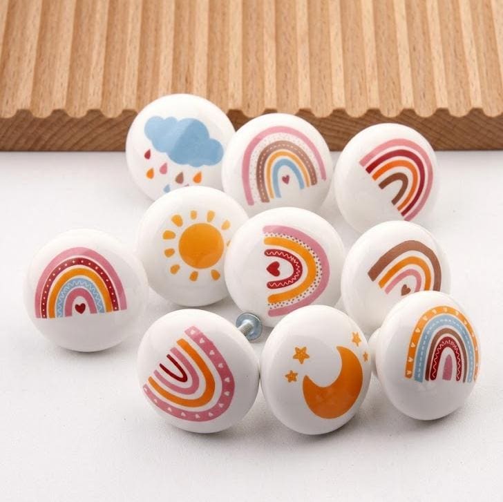 Ceramic Cabinet Knobs and Handles, Rainbow Dresser Knob, Cute Bedroom Knobs for Drawers, Cupboard Handle Pull, Home Decor