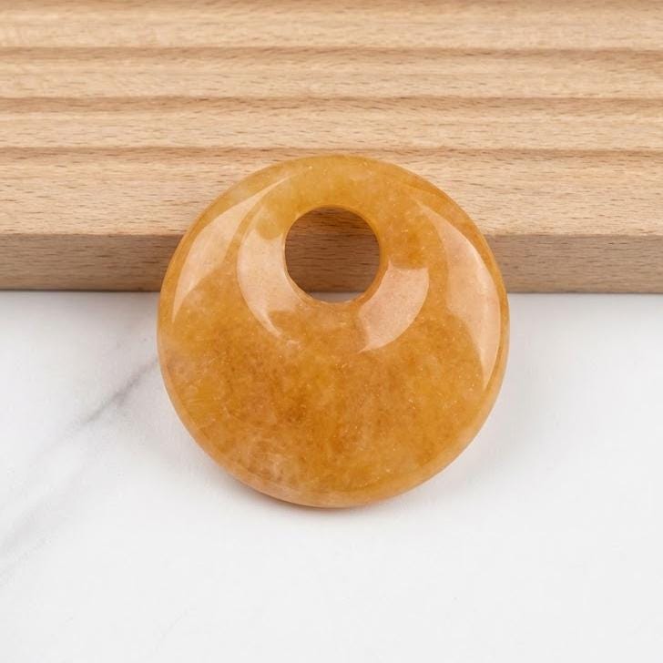 Natural Crystal Donut Pendant, Earrings, Mixed Gemstone Round Disc Token, DIY Jewelry Supply Gift