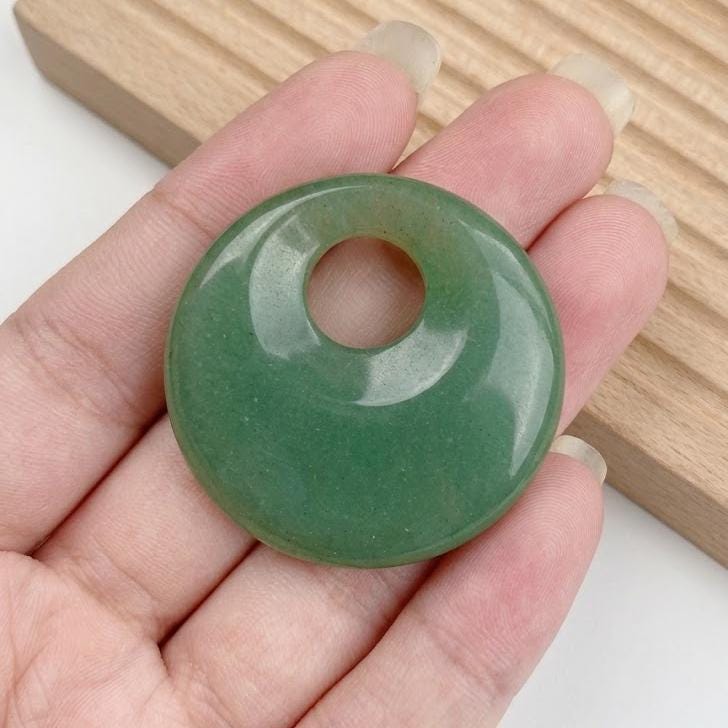 Natural Crystal Donut Pendant, Earrings, Mixed Gemstone Round Disc Token, DIY Jewelry Supply Gift