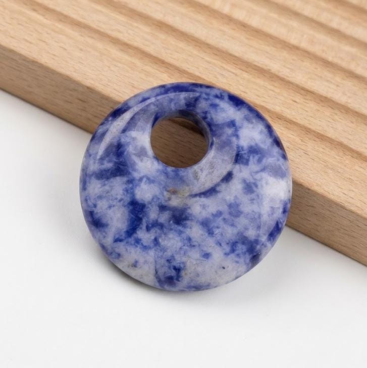 Natural Crystal Donut Pendant, Earrings, Mixed Gemstone Round Disc Token, DIY Jewelry Supply Gift