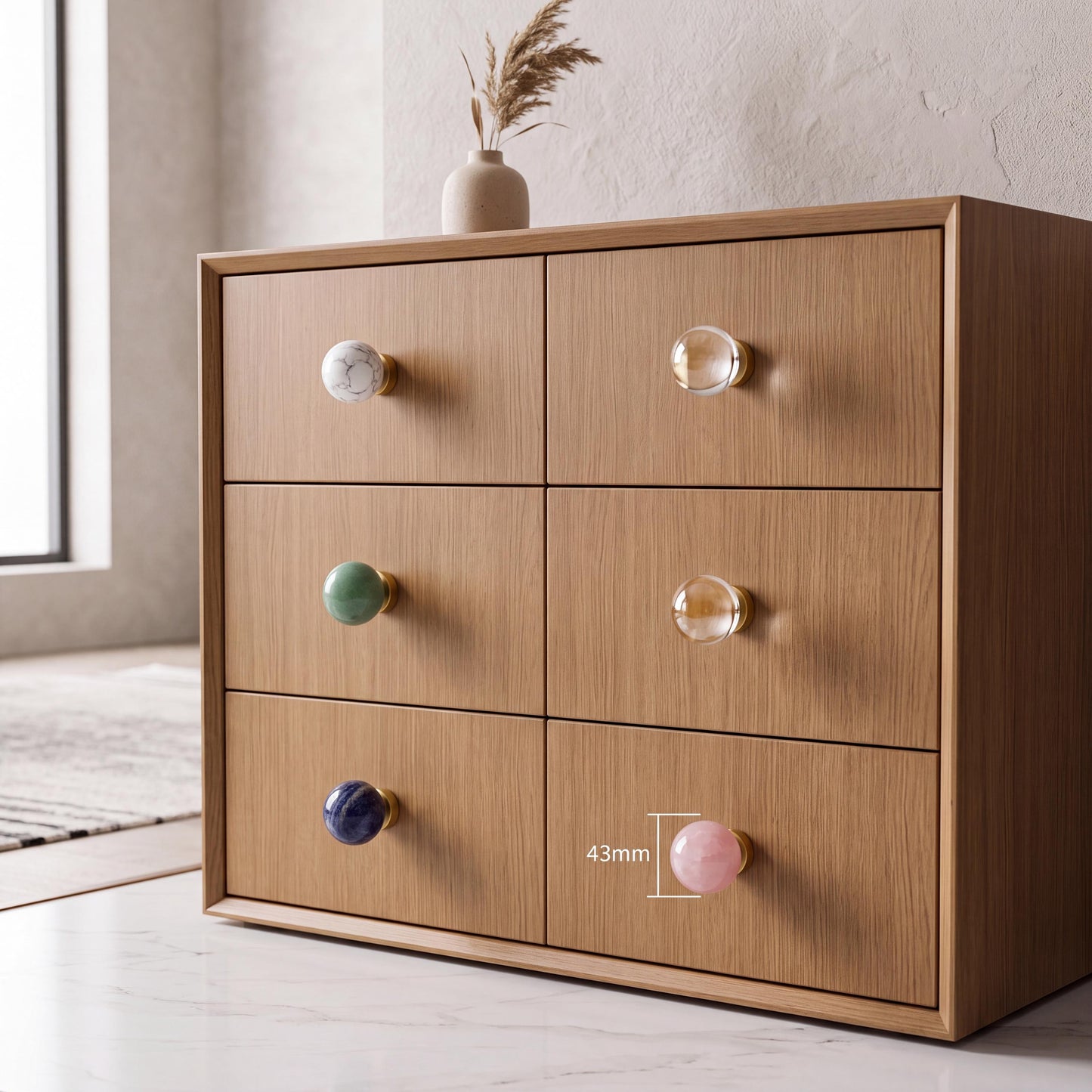 Crystal Cabinet Knobs, Natural Gemstone Dresser Knob, Rose Quartz Drawer Pull, Luxury Brass Hardware, Wardrobe Handle, Housewarming Gift