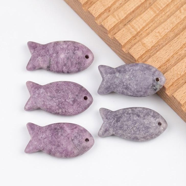 Natural Gemstone Fish Necklace, Crystal Fish Pendant, Cute Ocean Jewelry for Women, Dainty Quartz Fish Gift for Her