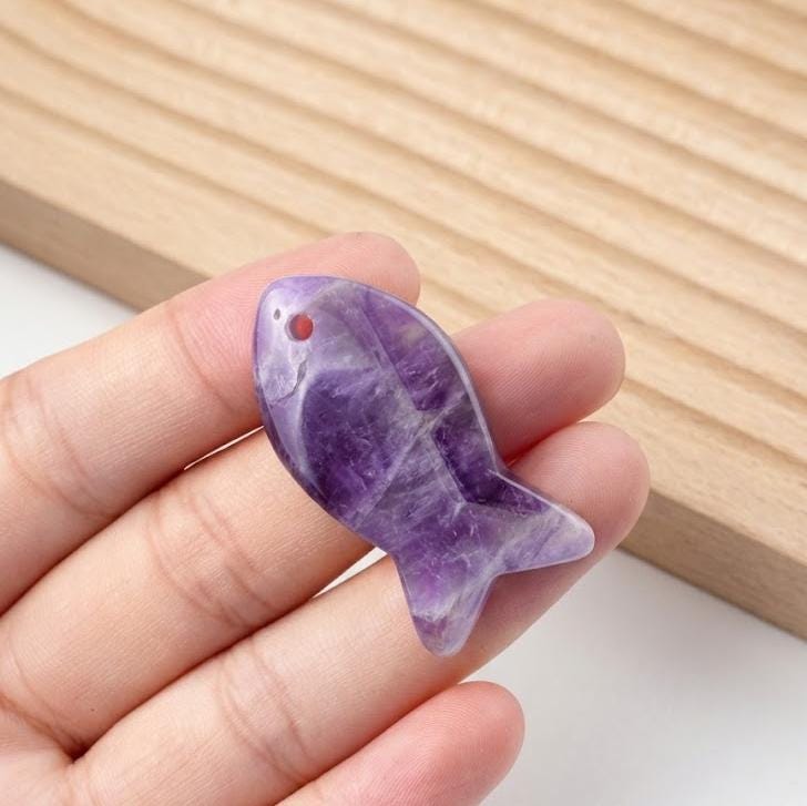Natural Gemstone Fish Necklace, Crystal Fish Pendant, Cute Ocean Jewelry for Women, Dainty Quartz Fish Gift for Her