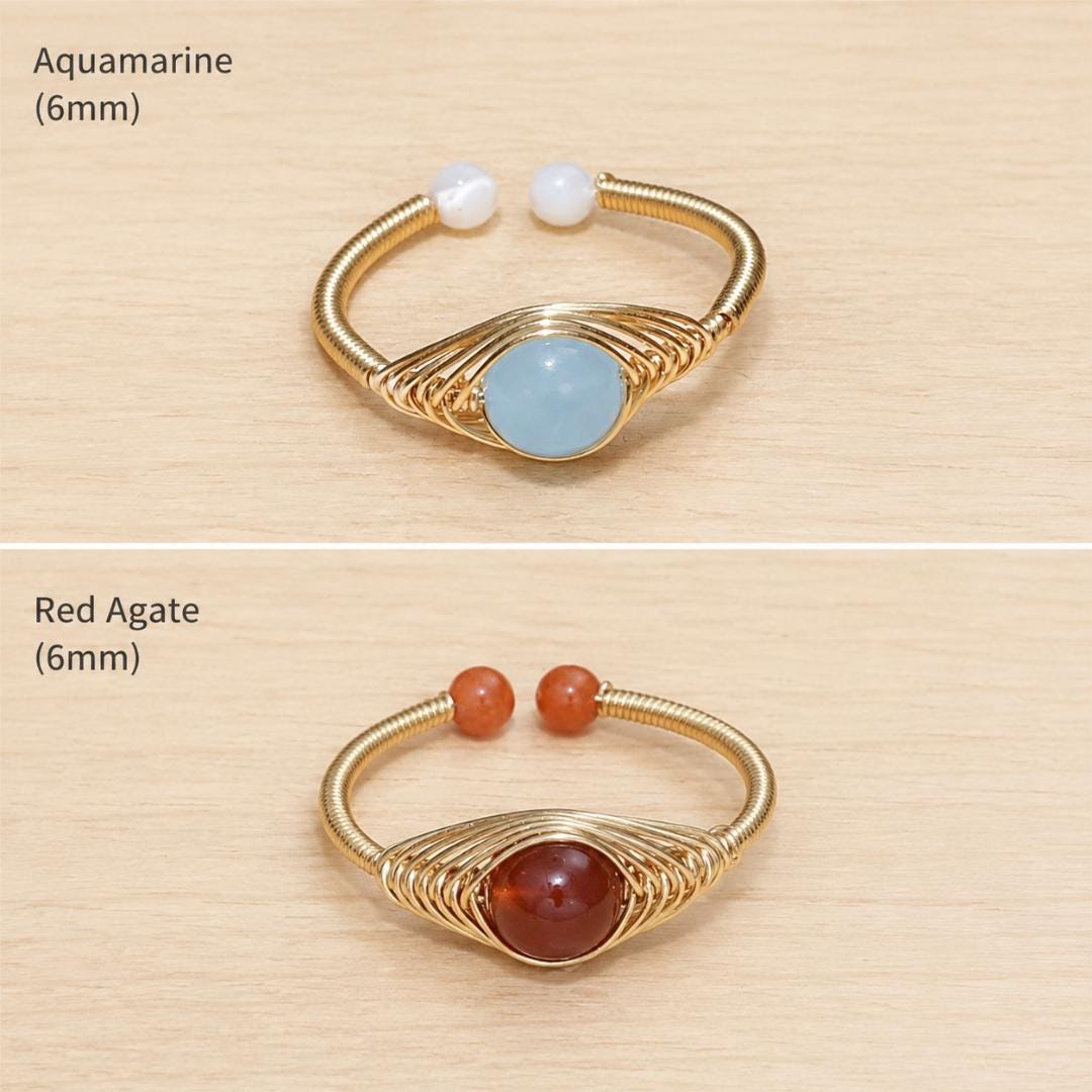 Crystal Point Ring, Adjustable Wire Wrapped Gemstone Ring, Dainty Stackable Rings for Women, Custom Birthstone Jewelry, Hippie Gift for Her