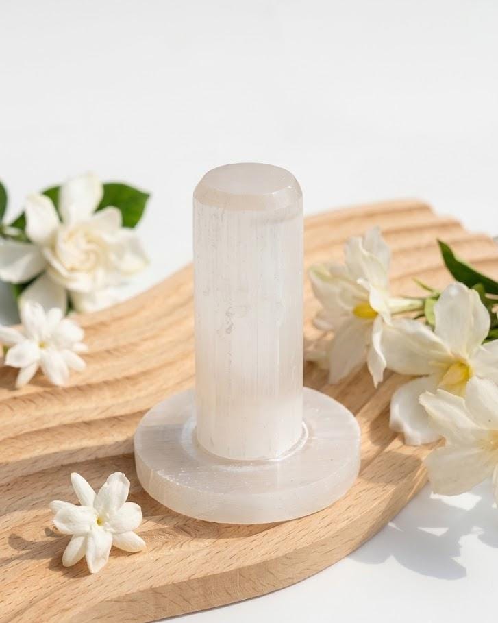 Selenite Crystal Bracelet Holder Ring Cone, Jewelry Organizer Display Stand, Cleansing Charging Station, Spiritual Gift for Her Home Decor
